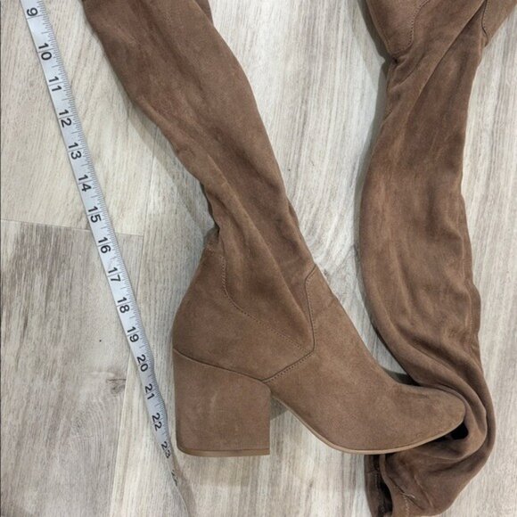 DV by DOLCE VITA PULL ON BEIGE Suede Over-the-Knee Boots SIZE 8.5  BLOCK HEEL - Picture 4 of 8